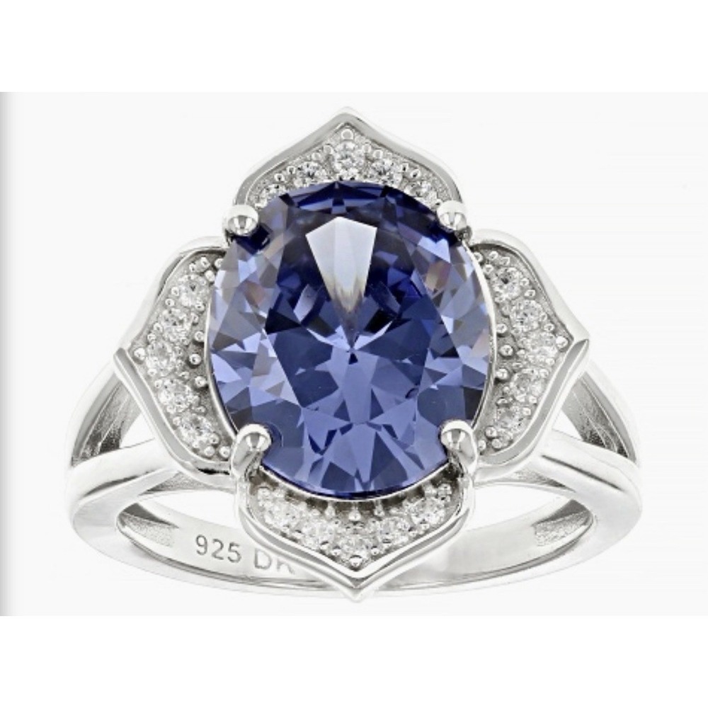 Beautiful Bella Luce Esotica Tanzanite & Diamond Simulant Sterling Ring Sz 7.25